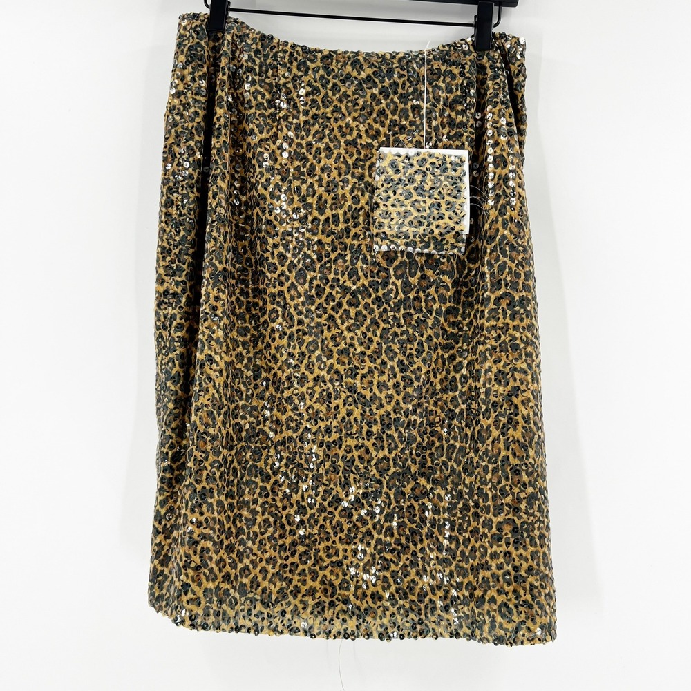 Carlisle Leopard Print Sequin Embellished Pencil‎ Skirt US 12